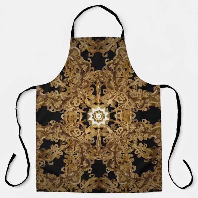 Golden Seamless hand drawn, vintage Background. Sn Apron (Front)