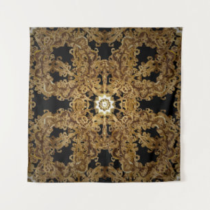 Golden Seamless hand drawn, vintage Background. Sn Tapestry