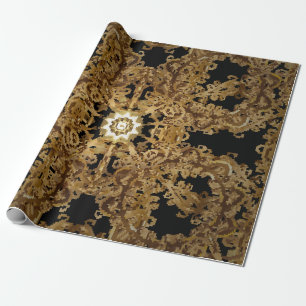Golden Seamless hand drawn, vintage Background. Sn Wrapping Paper