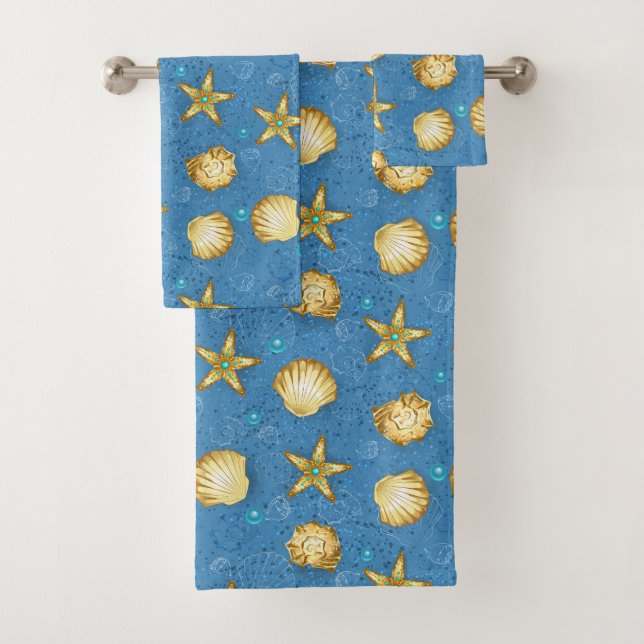 Golden Seashells  Bath Towel Set (Insitu)