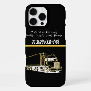 Golden Semi-Truck Art Design iPhone 16 Pro Max Case