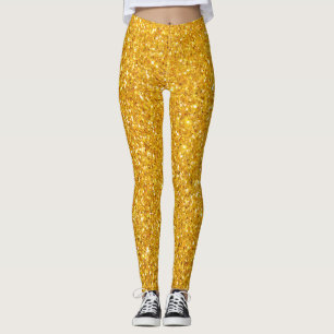 Golden Sequins Effect Womens Leggings