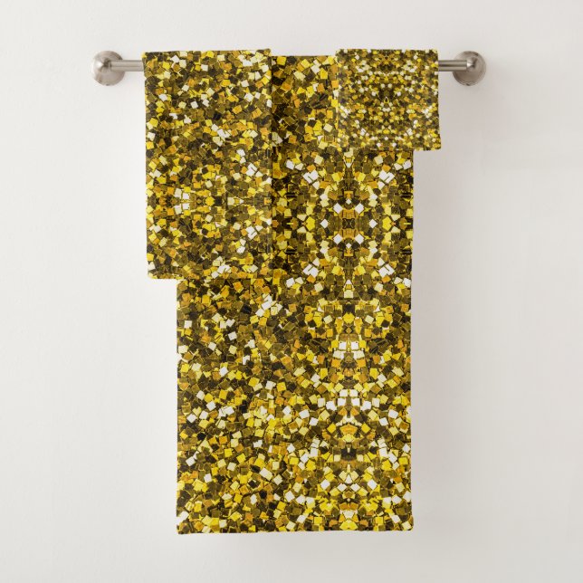 Golden Sequins Pattern Bath Towel Set (Insitu)