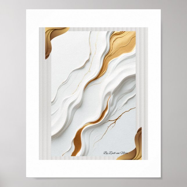 Golden Serenity – Abstract Gold and White Wall Art (Front)