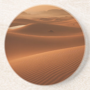 Golden Serenity — Desert Landscape at Sunset Coaster
