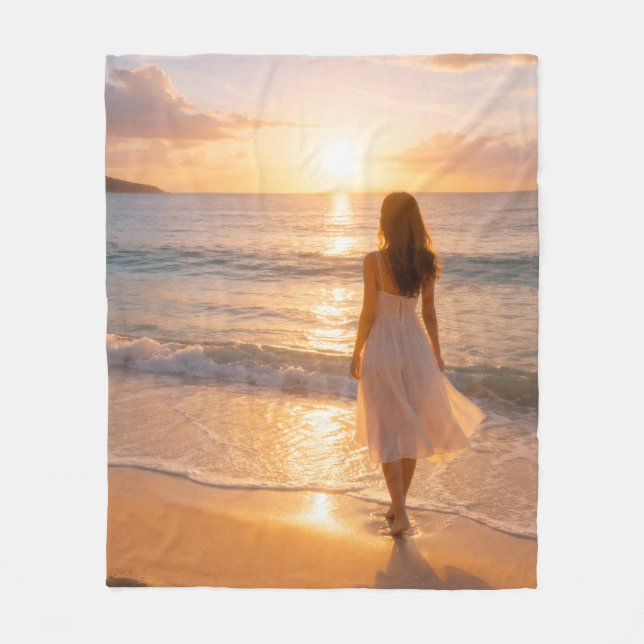 Golden Serenity Fleece Blanket (Front)