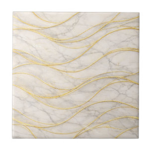 Golden Serenity Marble Waves – Luxury Seamless Tile