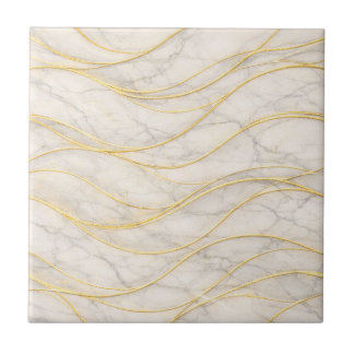 Golden Serenity Marble Waves – Luxury Seamless Tile
