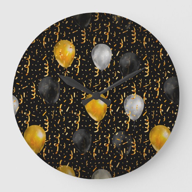 Golden Serpentine: Luxury Black Elegance. Large Clock (Front)
