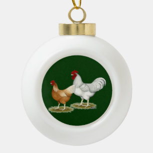 Golden Sex-link Chickens Ceramic Ball Christmas Ornament