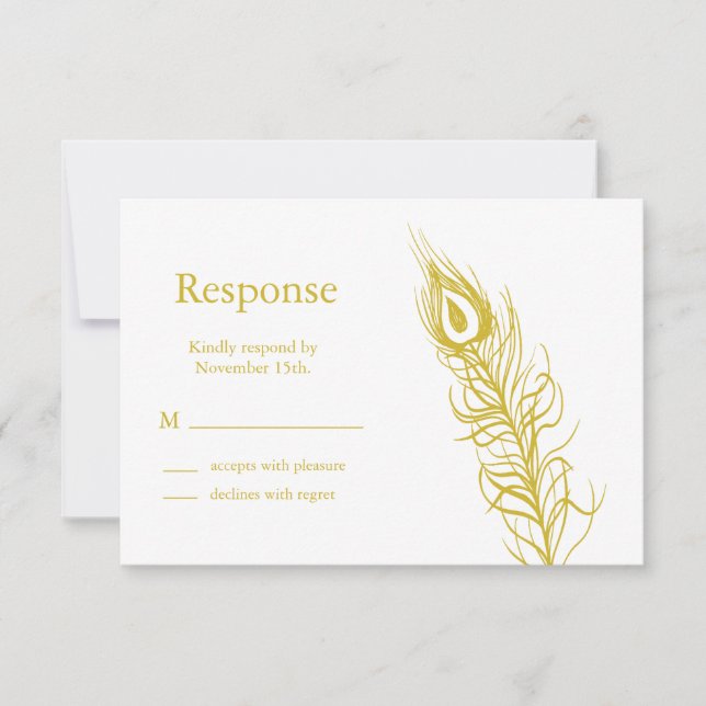 Golden Shake your Tail Feathers RSVP Card (Front)