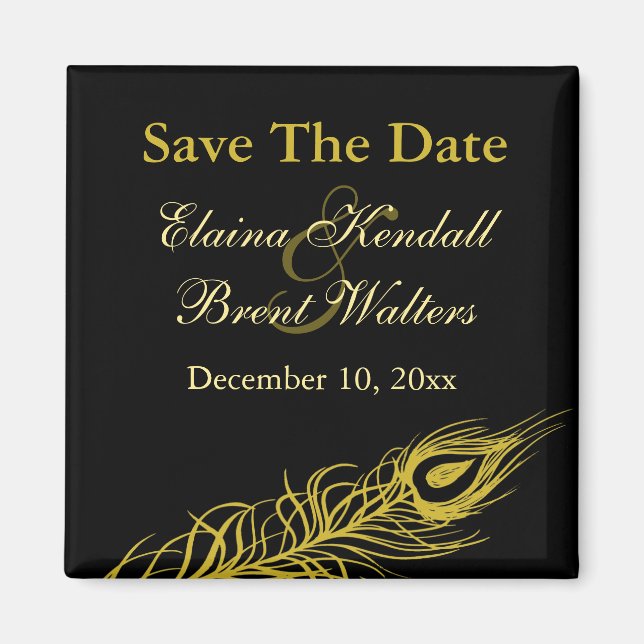 Golden Shake your Tail Feathers Save the Date Magnet (Front)