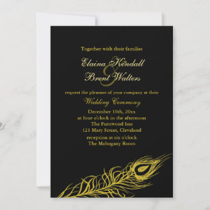 Golden Shake your Tail Feathers Wedding Invitation