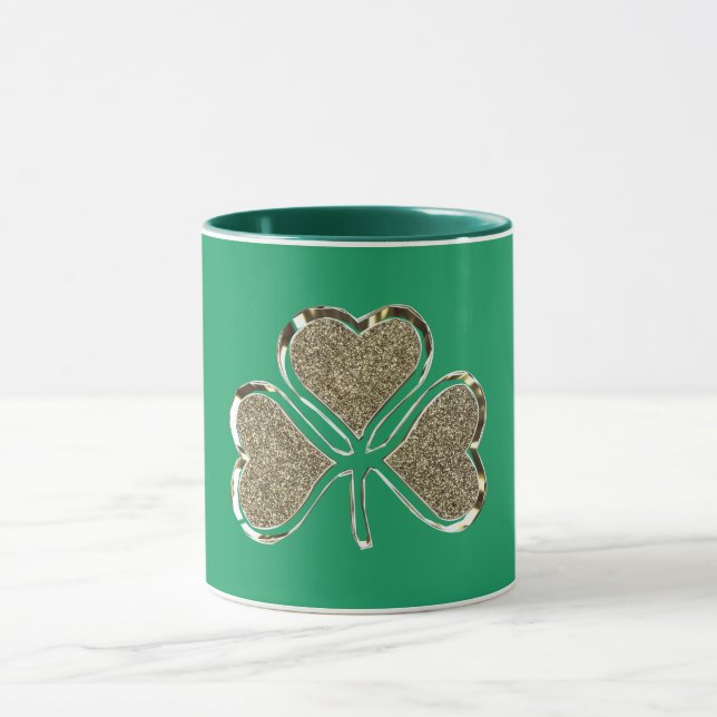 Golden Shamrock Clover Ireland Irish Symbol Mug (Center)