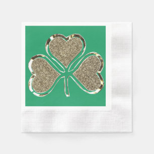 Golden Shamrock Irish Symbol 3 Leaf Clover Chic Napkin