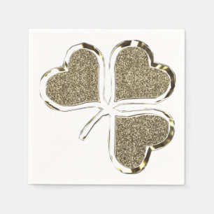 Golden Shamrock Irish Symbol 3 Leaf Clover Chic Napkin