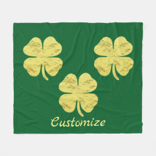 Golden Shamrocks Thunder_Cove Fleece Blanket