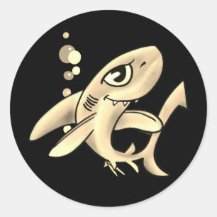 Golden Shark Classic Round Sticker