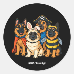 Golden Shepherd Ghost Dog Halloween Funny Spooky  Classic Round Sticker