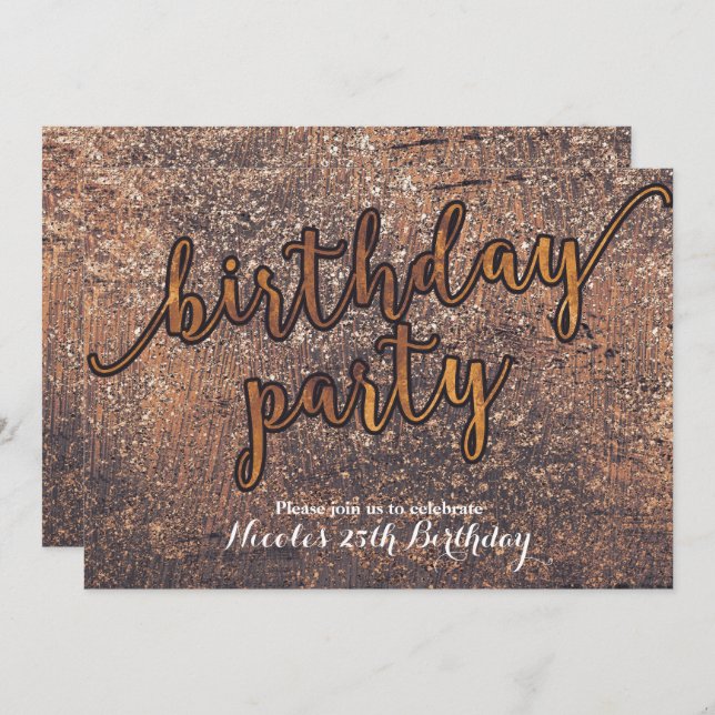 Golden Shimmer Glam Birthday Party Invitations (Front/Back)