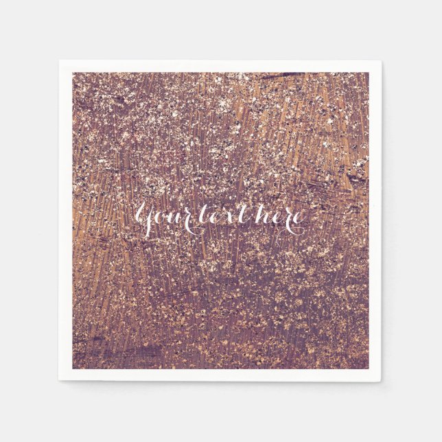 Golden Shimmer Glam Faux Glitter Birthday Party Napkin (Front)