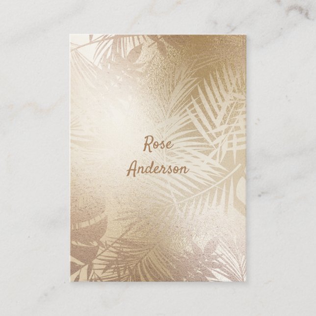 Golden Shine Botanical Tropical Palm Tree Leaves Business Card (Front)