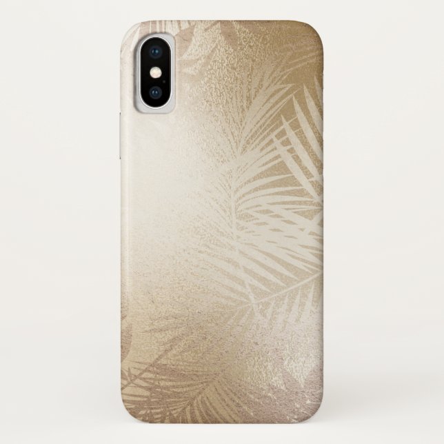 Golden Shine Botanical Tropical Palm Tree Leaves Case-Mate iPhone Case (Back)