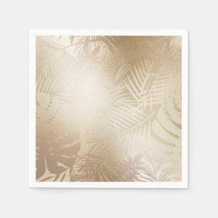 Golden Shine Botanical Tropical Palm Tree Leaves Napkin