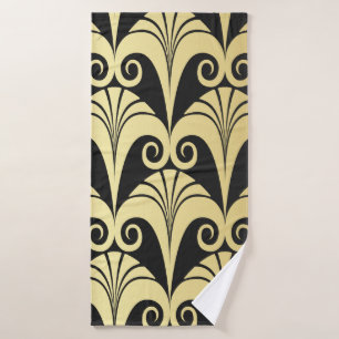 Golden shine texture. Gold vintage art deco geomet Bath Towel