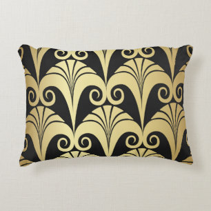Golden shine texture. Gold vintage art deco geomet Decorative Cushion