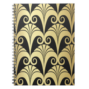 Golden shine texture. Gold vintage art deco geomet Notebook