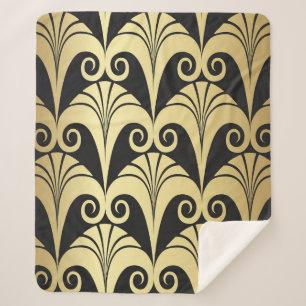 Golden shine texture. Gold vintage art deco geomet Sherpa Blanket