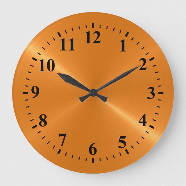 Golden Shiny Brushed Steel Metal Large Clock (Front)