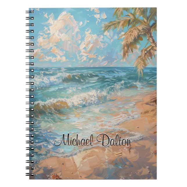Golden Shore: An Oceanic Masterpiece Beach Waves Notebook (Front)