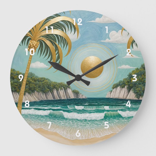 Golden Shores Large Clock (Front)