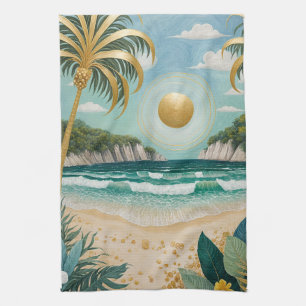 Golden Shores Tea Towel