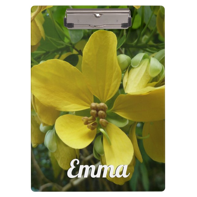 Golden Shower Tree Tropical Yellow Floral Clipboard (Front)