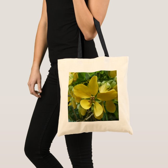 Golden Shower Tree Tropical Yellow Floral Tote Bag (Front (Product))