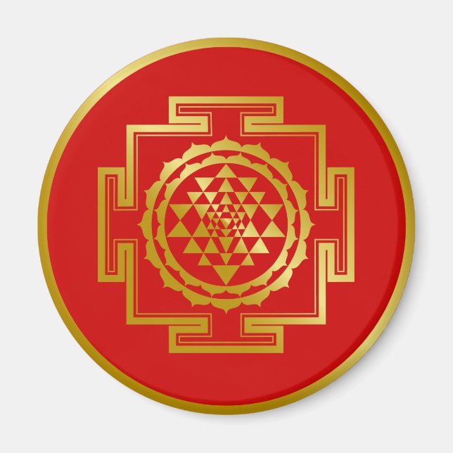 Golden Shree Yantra Magnet (Front)