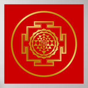 Golden Shree Yantra Poster