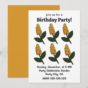 Golden Shrimp Plant Flower Floral Birthday Invitation