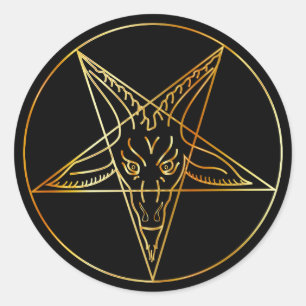 Golden sigil of Baphomet Classic Round Sticker