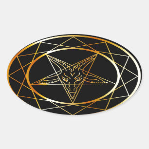 Golden sigil of Baphomet Oval Sticker