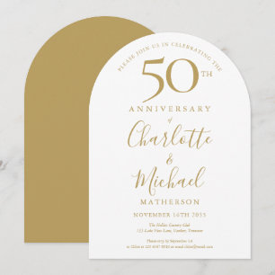 Golden Signature Arch 50th Wedding Anniversary Invitation