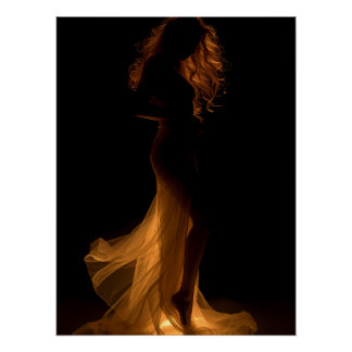 Golden Silhouette Elegance Art Poster