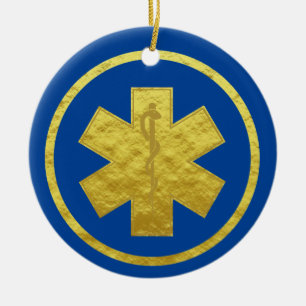 Golden Silhouette of EMS Star of Life Ornament