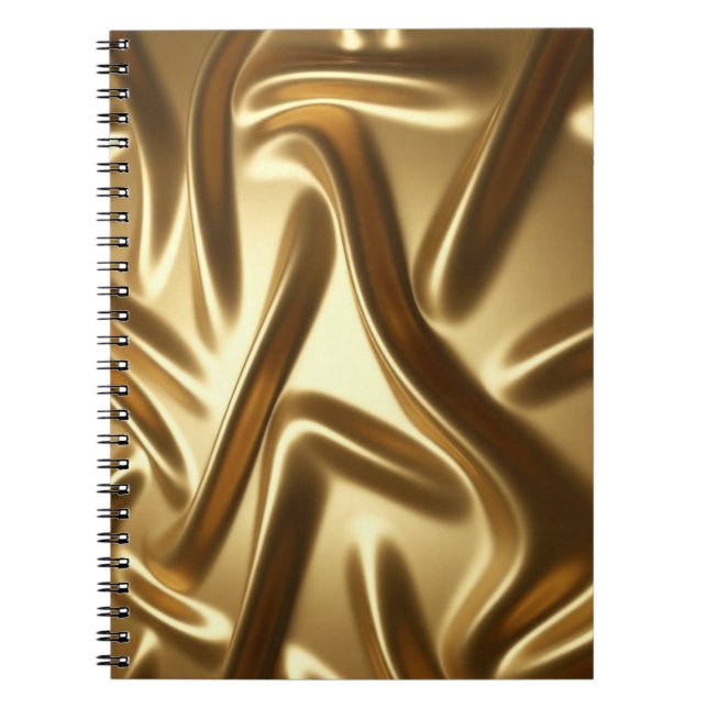 Golden Silk Fabric – Luxurious Flowing Texture Notebook (Front)
