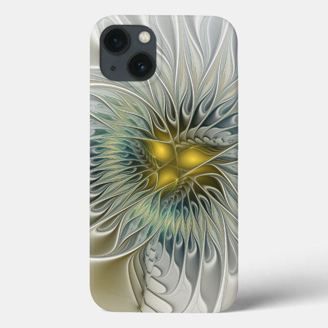Golden Silver Flower Fantasy abstract Fractal Art Case-Mate iPhone Case (Back)