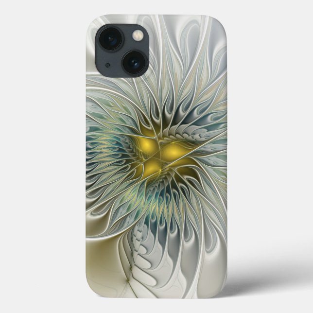 Golden Silver Flower Fantasy abstract Fractal Art Case-Mate iPhone Case (Back)