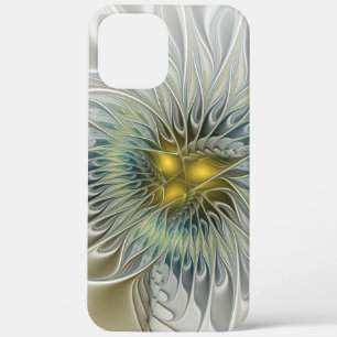 Golden Silver Flower Fantasy Abstract Fractal Art iPhone 12 Pro Max Case